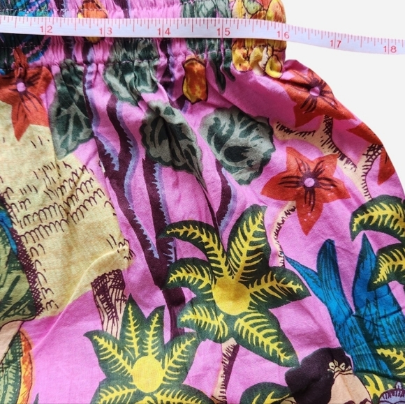 Little Tibet Frida Kahlo Multicolored Tropical Print Cotton Shorts Size L - Picture 4 of 6